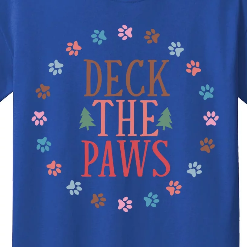 Deck The Paws Dog Lover Xmas Tree Funny Christmas Dog Saying Gift Kids T-Shirt