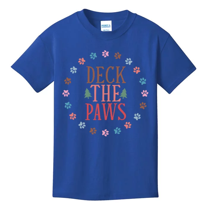 Deck The Paws Dog Lover Xmas Tree Funny Christmas Dog Saying Gift Kids T-Shirt