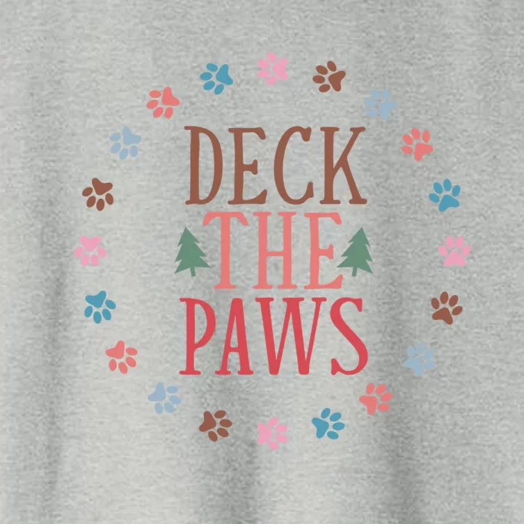 Deck The Paws Dog Lover Xmas Tree Funny Christmas Dog Saying Gift Women's Crop Top Tee