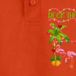 Deck The Palms Flamingo Lover Merry Christmas Pink Xmas Cute Gift Dry Zone Grid Performance Polo