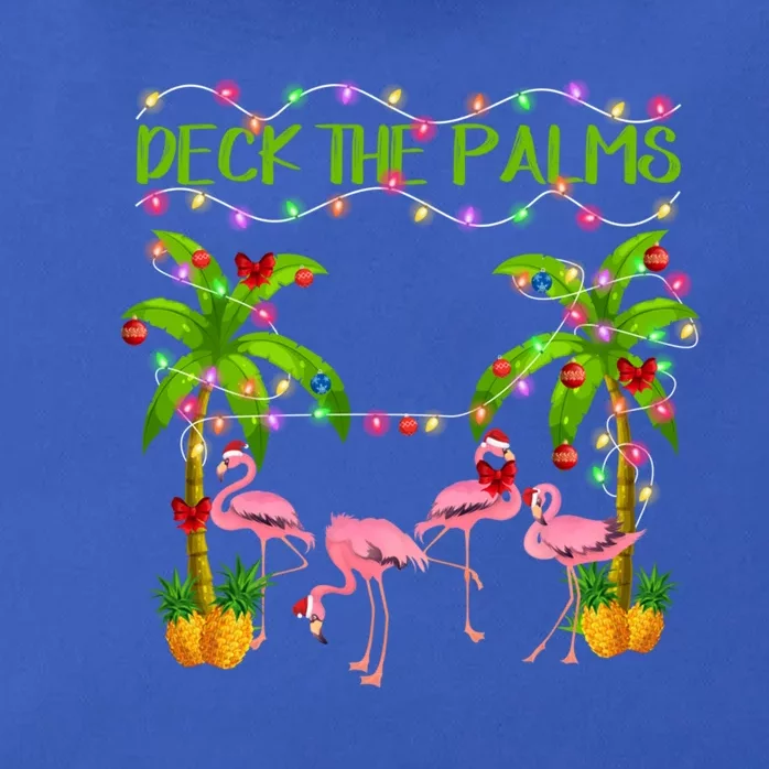 Deck The Palms Flamingo Lover Merry Christmas Pink Xmas Cute Gift Zip Tote Bag