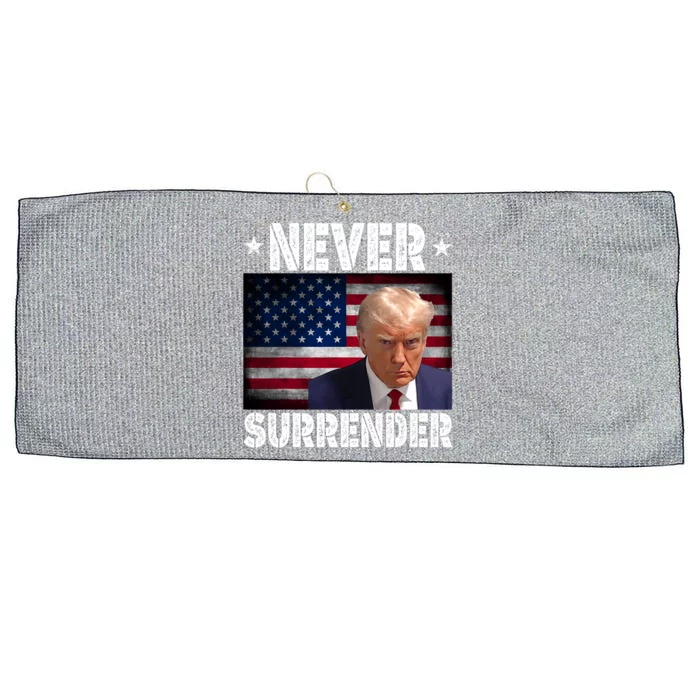 Donald Trump President Mugshot Never Surrender USA Flag Large Microfiber Waffle Golf Towel