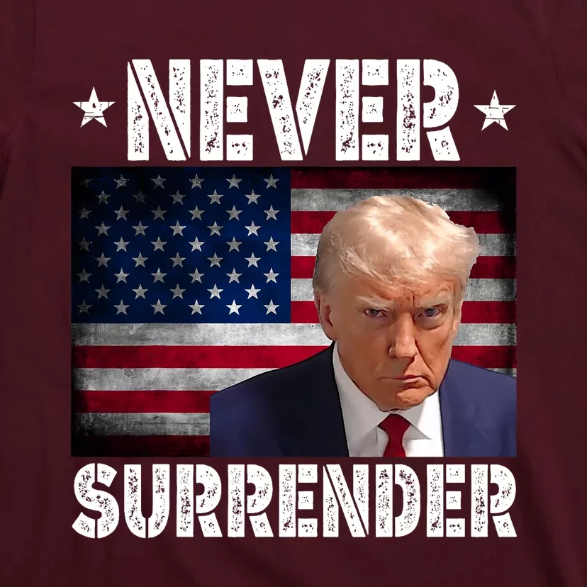 Donald Trump President Mugshot Never Surrender USA Flag T-Shirt