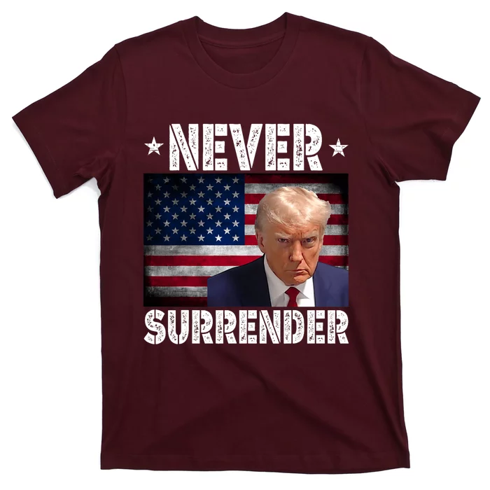 Donald Trump President Mugshot Never Surrender USA Flag T-Shirt