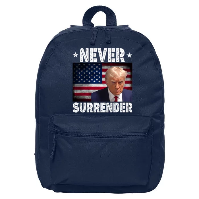 Donald Trump President Mugshot Never Surrender USA Flag 16 in Basic Backpack