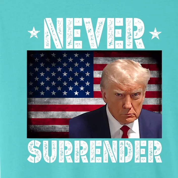 Donald Trump President Mugshot Never Surrender USA Flag ChromaSoft Performance T-Shirt