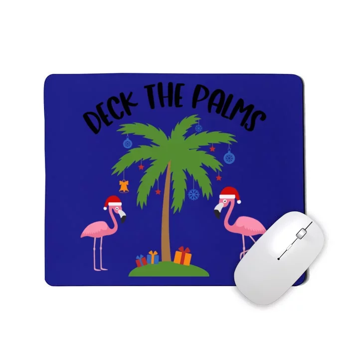 Deck The Palms Funny Christmas Palm Tree Flamingo Gift Mousepad