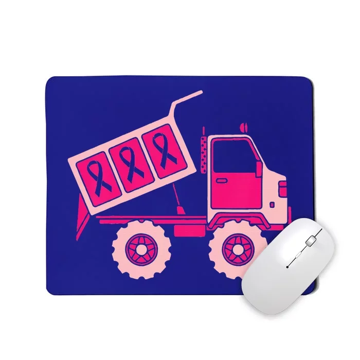 Dump Truck Pink Ribbon Breast Cancer Awareness Support Mousepad