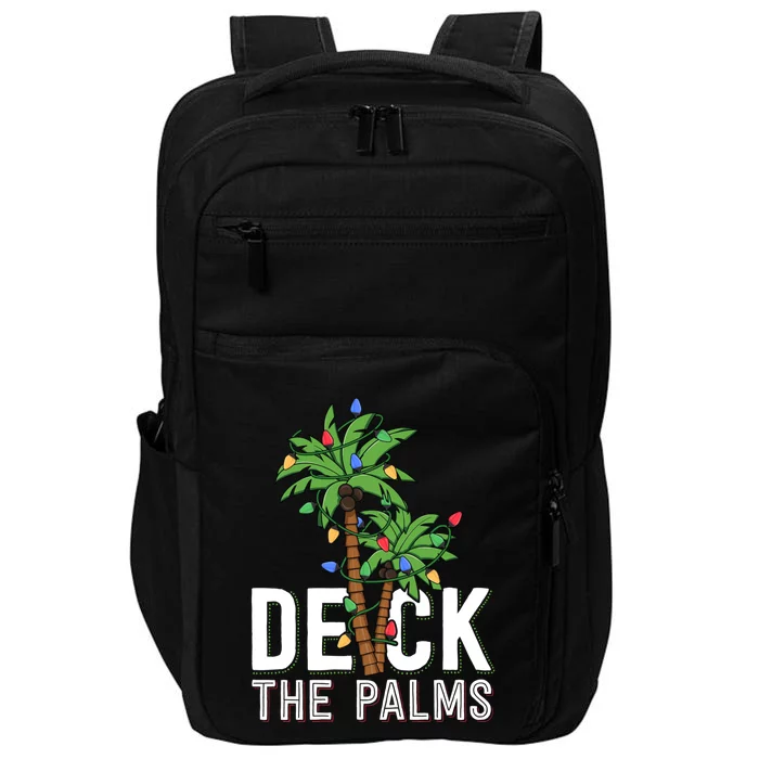 Deck The Palm Tree Lights Tropical Hawaii Family Christmas Funny Gift Impact Tech Backpack