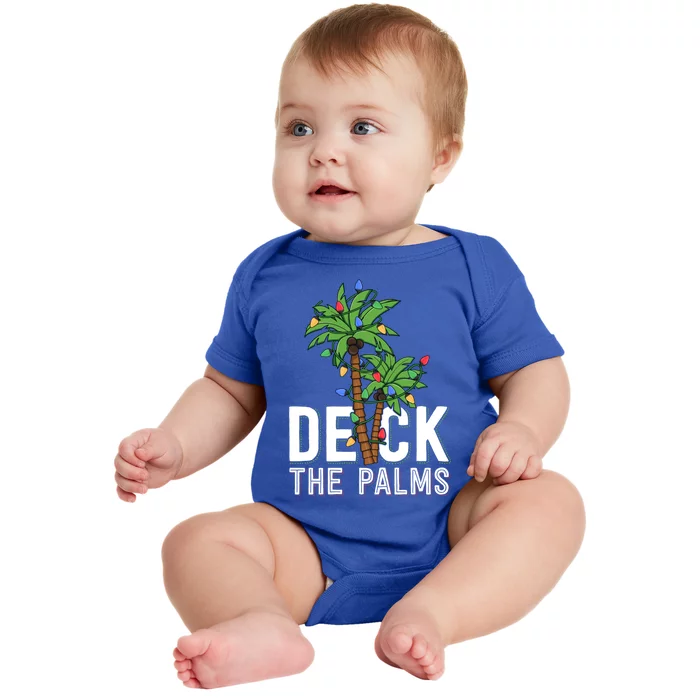 Deck The Palm Tree Lights Tropical Hawaii Family Christmas Funny Gift Baby Bodysuit