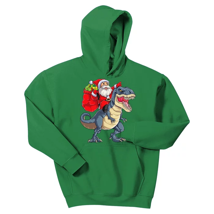 Dinosaur T Rex Christmas Santa Xmas Squad Kids Hoodie