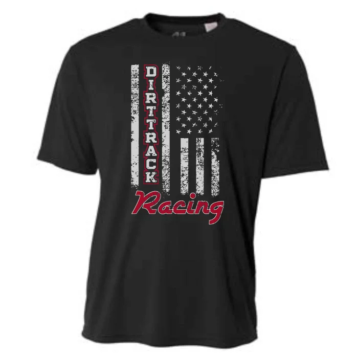 Dirt Track Racing Gift Design American Flag Cooling Performance Crew T-Shirt