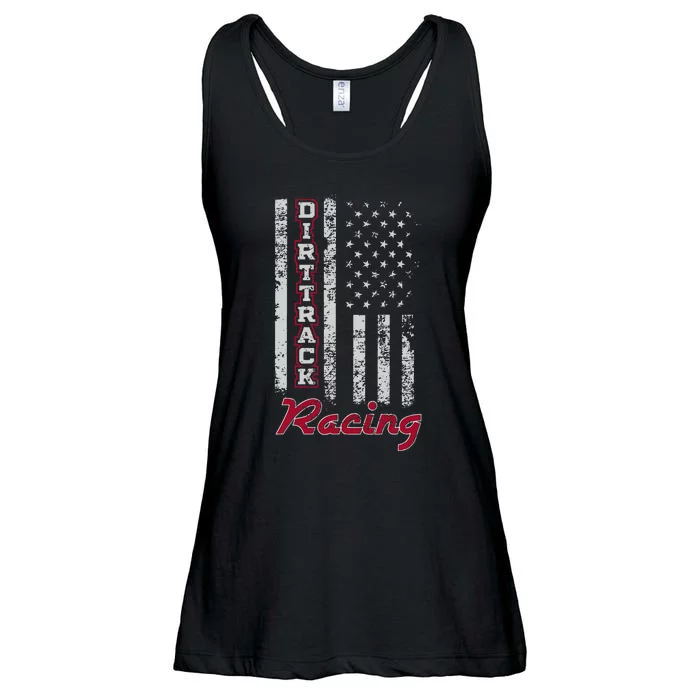 Dirt Track Racing Gift Design American Flag Ladies Essential Flowy Tank