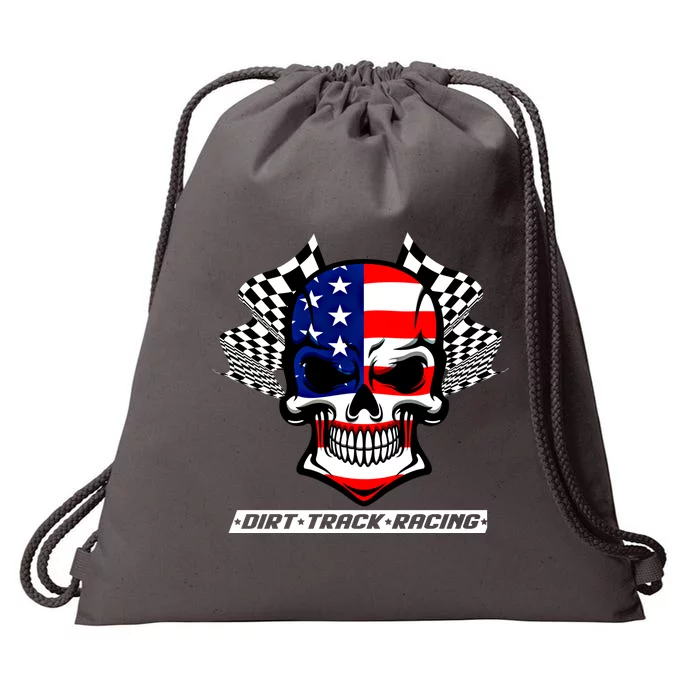 Dirt Track Racing Us Flag Racing Skull Car Racing Gift Drawstring Bag