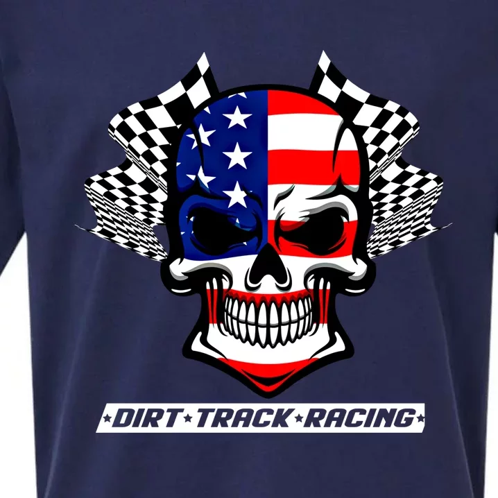 Dirt Track Racing Us Flag Racing Skull Car Racing Gift Sueded Cloud Jersey T-Shirt