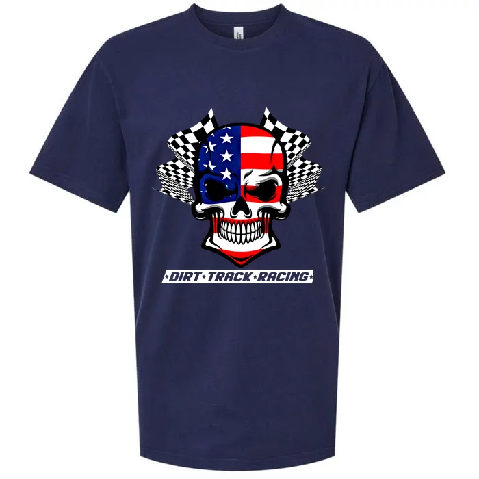 Dirt Track Racing Us Flag Racing Skull Car Racing Gift Sueded Cloud Jersey T-Shirt