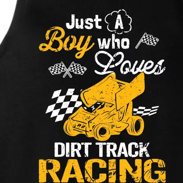 Dirt Track Racing Boy Ladies Tri-Blend Wicking Tank