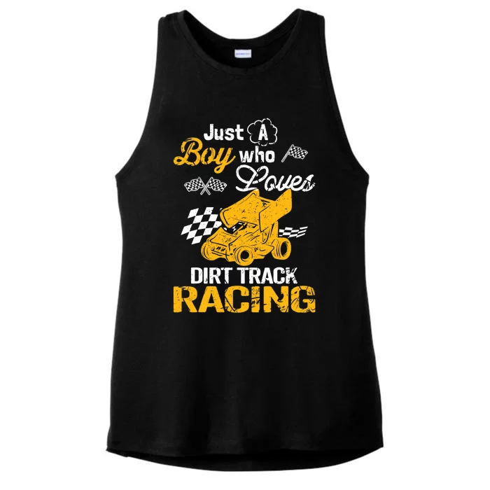 Dirt Track Racing Boy Ladies Tri-Blend Wicking Tank