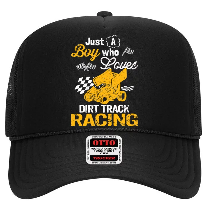 Dirt Track Racing Boy High Crown Mesh Trucker Hat