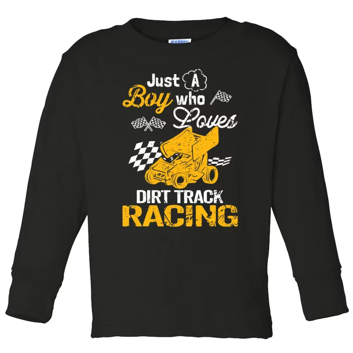 Dirt Track Racing Boy Toddler Long Sleeve Shirt