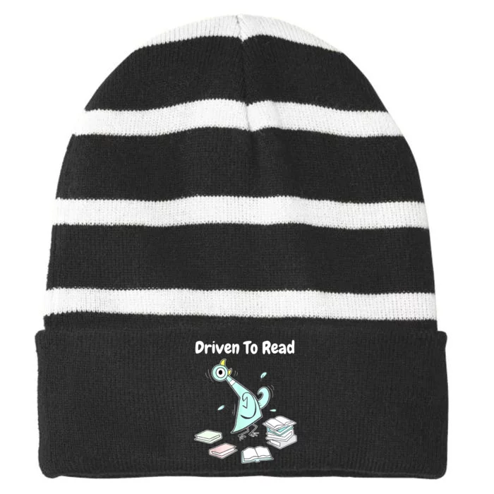 Driven To Read Pigeon Library Reading Books Reader Funny Striped Beanie with Solid Band