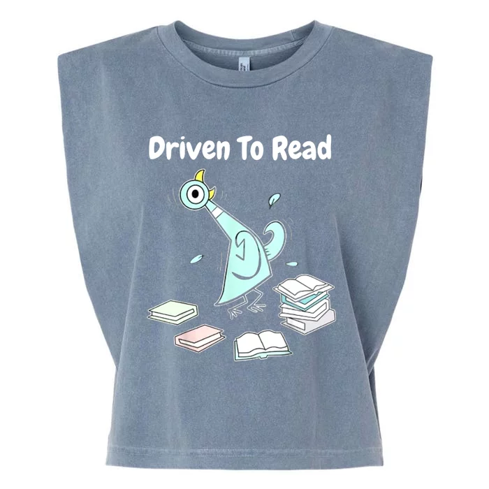 Driven To Read Pigeon Library Reading Books Reader Funny Garment-Dyed Women's Muscle Tee