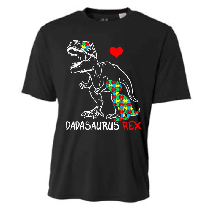 Dadasaurus T Rex Autism Awareness Jigsaw Puzzle Proud Dad Cool Gift Cooling Performance Crew T-Shirt