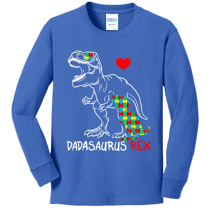 Dadasaurus T Rex Autism Awareness Jigsaw Puzzle Proud Dad Cool Gift Kids Long Sleeve Shirt