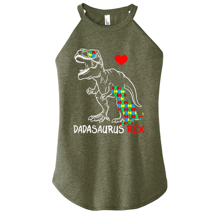 Dadasaurus T Rex Autism Awareness Jigsaw Puzzle Proud Dad Cool Gift Women’s Perfect Tri Rocker Tank