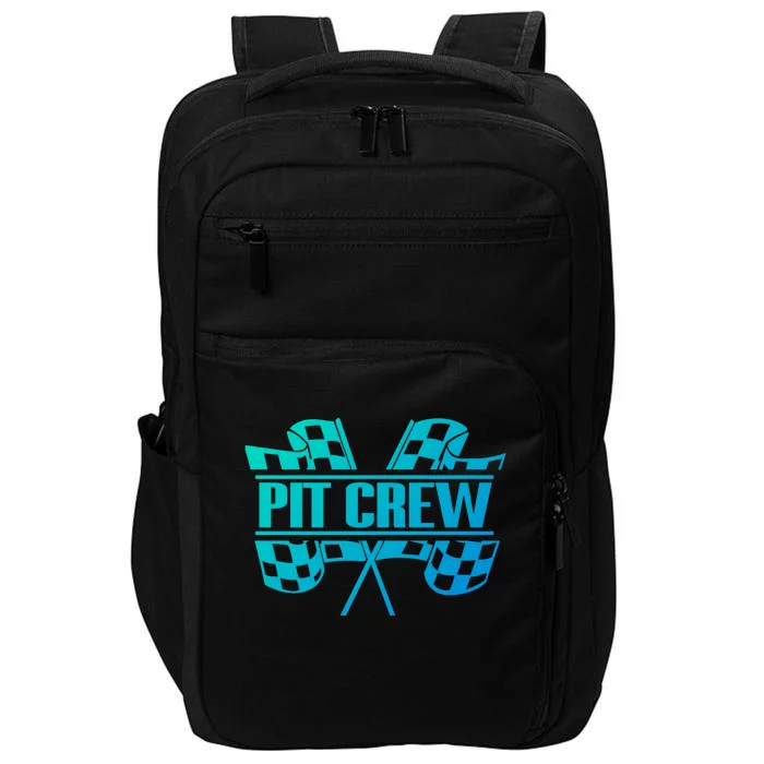 Dirt Track Racing Pit Crew Race Car Team Checker Flag Meaningful Gift Impact Tech Backpack