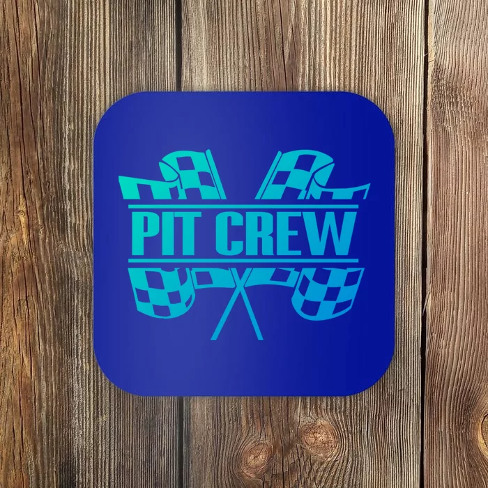 Dirt Track Racing Pit Crew Race Car Team Checker Flag Meaningful Gift Coaster