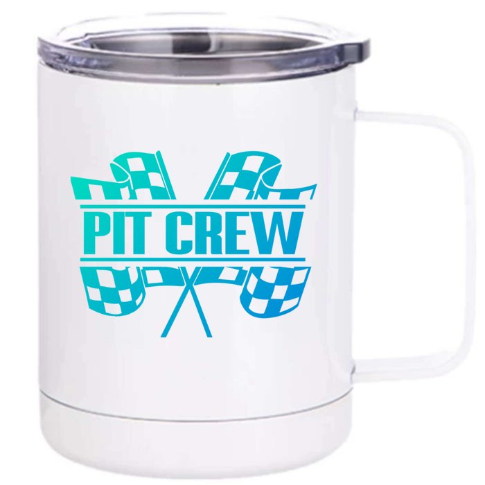 Dirt Track Racing Pit Crew Race Car Team Checker Flag Meaningful Gift Front & Back 12oz Stainless Steel Tumbler Cup