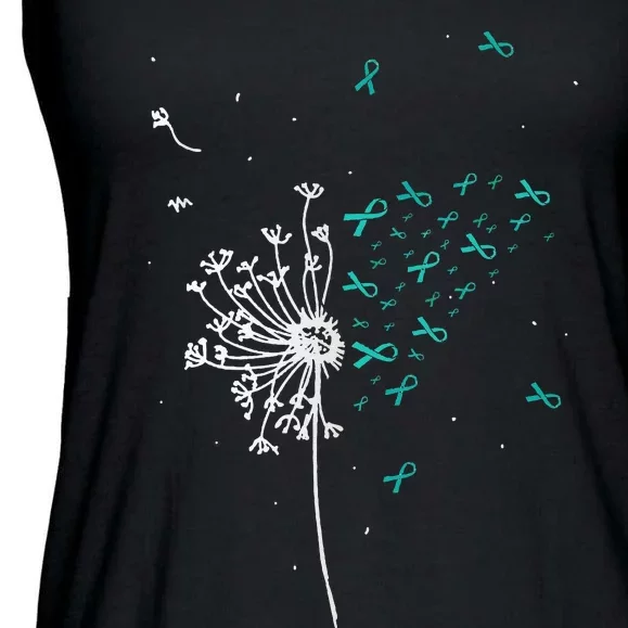 Dandelion Teal Ribbon Cool Ovarian Cancer Awareness Gifts Ladies Essential Flowy Tank