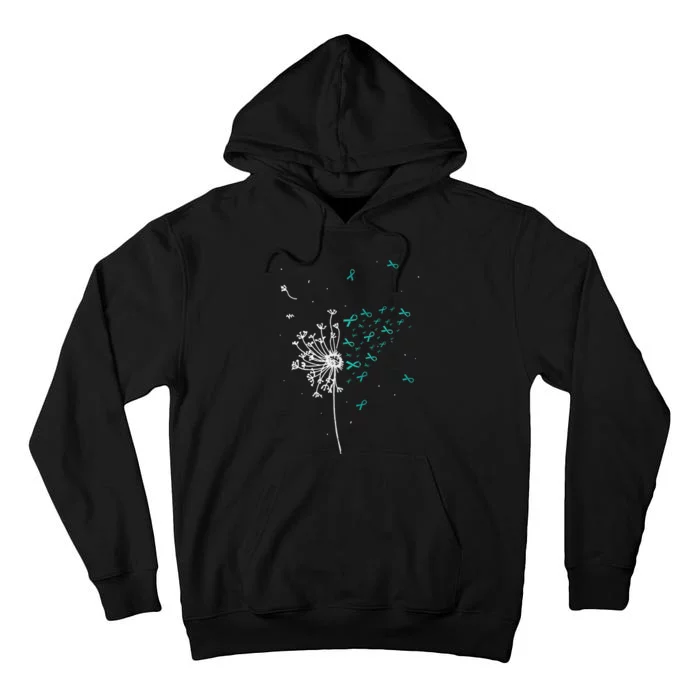 Dandelion Teal Ribbon Cool Ovarian Cancer Awareness Gifts Tall Hoodie