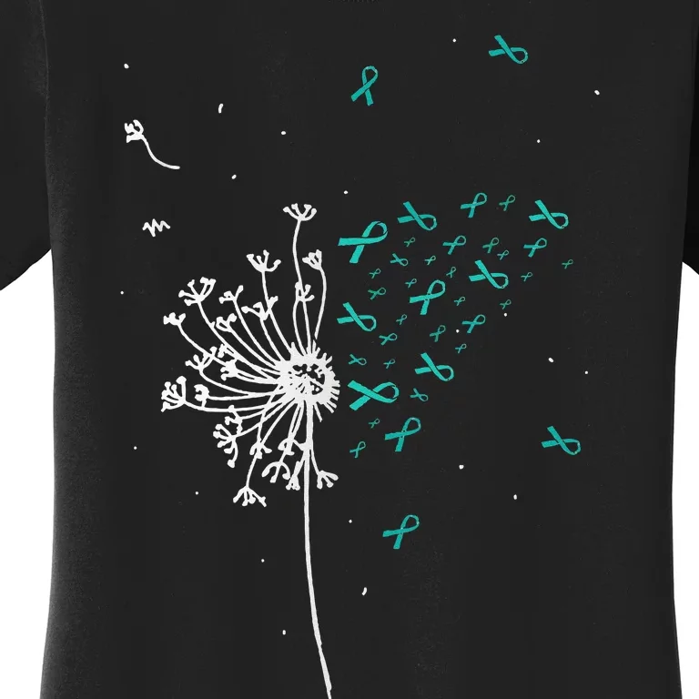 Dandelion Teal Ribbon Cool Ovarian Cancer Awareness Gifts Women's T-Shirt