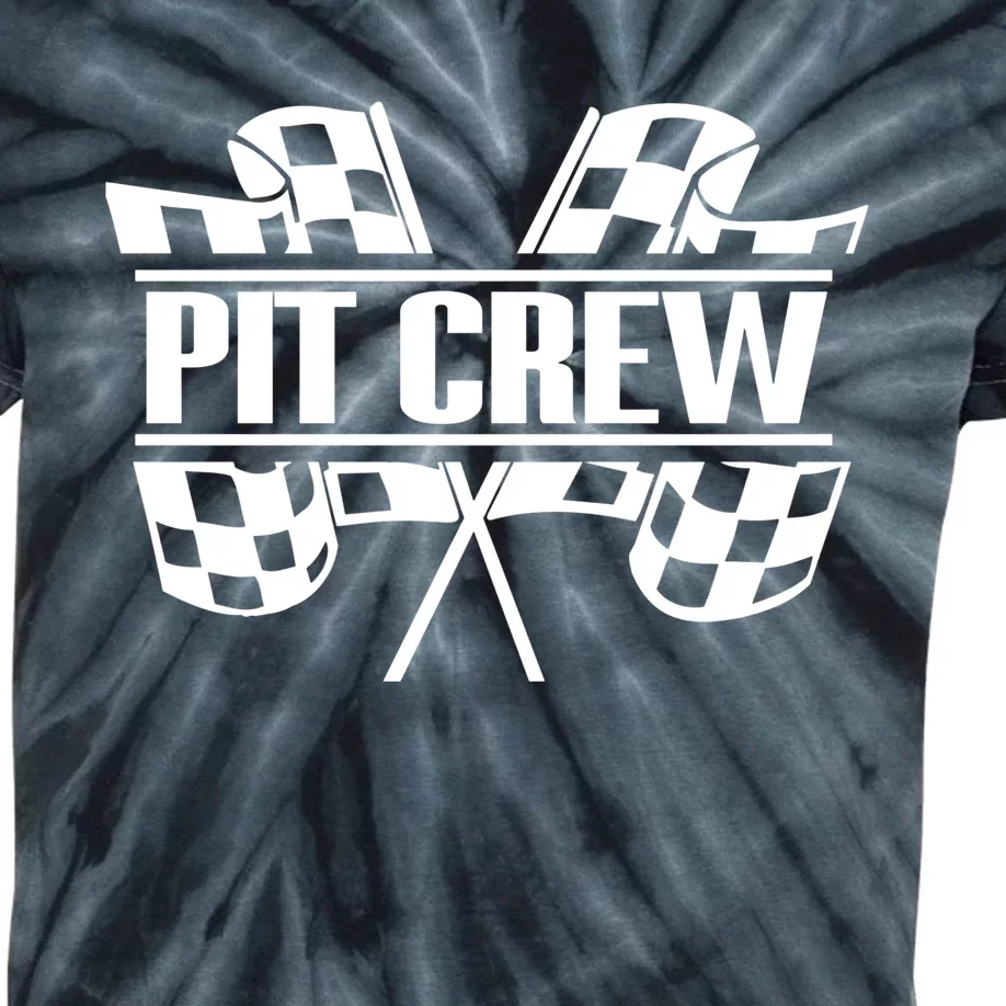 Dirt Track Racing Pit Crew Race Car Team Checker Flag Gift Kids Tie-Dye T-Shirt