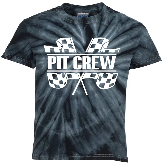 Dirt Track Racing Pit Crew Race Car Team Checker Flag Gift Kids Tie-Dye T-Shirt