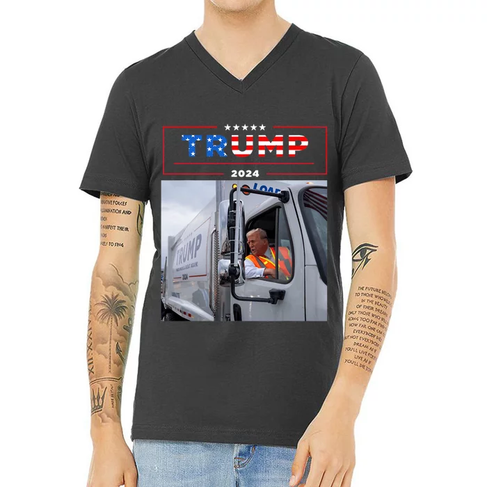 Donald Trump Rides In Garbage Truck Garbage Trump V-Neck T-Shirt