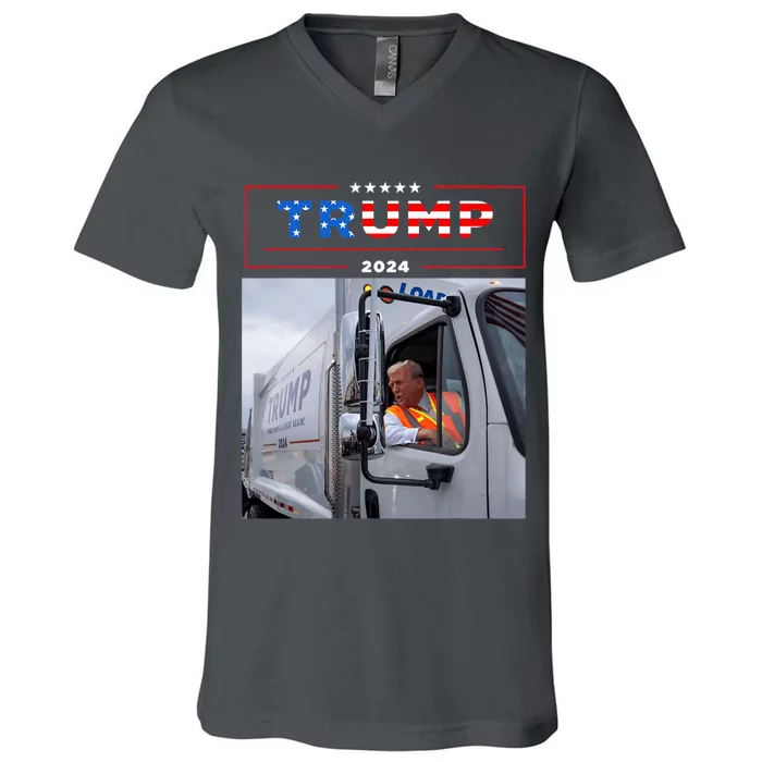 Donald Trump Rides In Garbage Truck Garbage Trump V-Neck T-Shirt