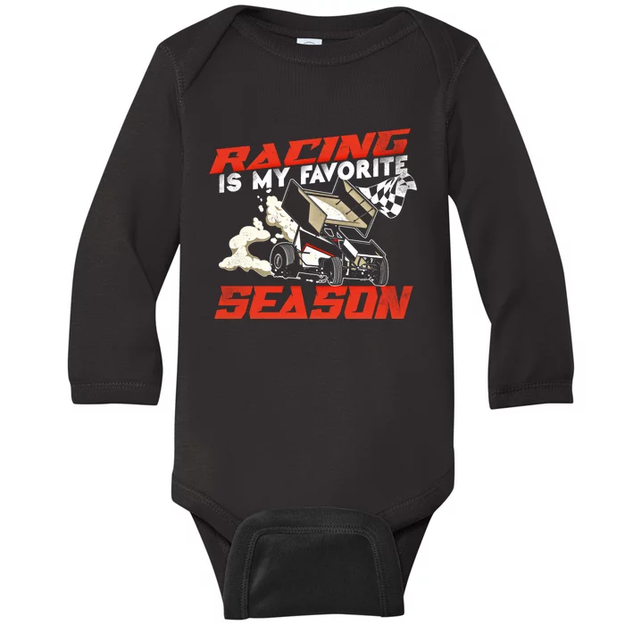 Dirt Track Racing Race Sprint Car Vintage Gift Baby Long Sleeve Bodysuit