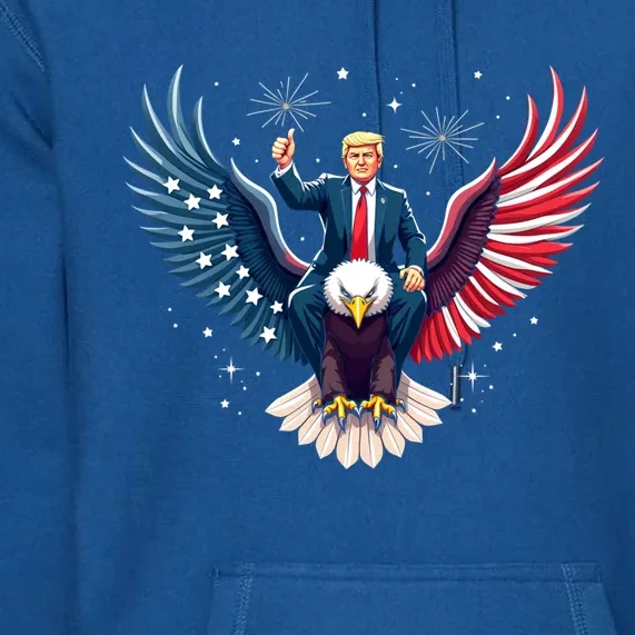 Donald Trump Riding An Eagle Cute Gift Premium Hoodie