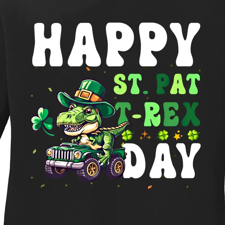 Dinosaur T Rex Monster Truck St Patricks Day St Patrex Day Gift Ladies Long Sleeve Shirt