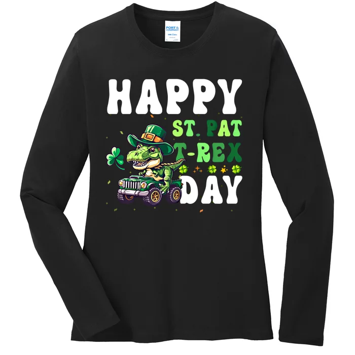 Dinosaur T Rex Monster Truck St Patricks Day St Patrex Day Gift Ladies Long Sleeve Shirt