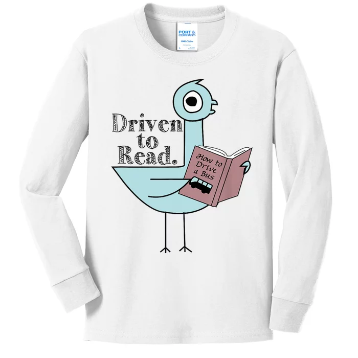 Driven To Read Pigeon Library Reading Books Readers Kids Long Sleeve Shirt