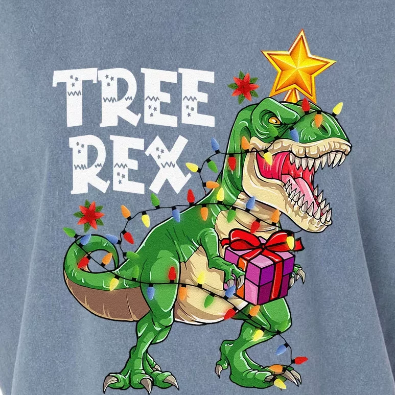 Dinosaur Tree Rex Christmas Pajamas Xmas Funny Gifts Garment-Dyed Women's Muscle Tee