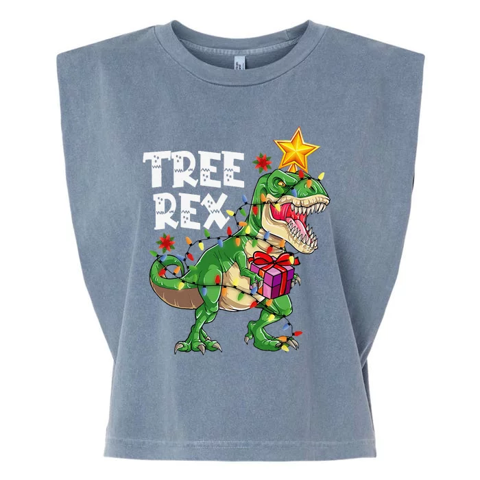 Dinosaur Tree Rex Christmas Pajamas Xmas Funny Gifts Garment-Dyed Women's Muscle Tee