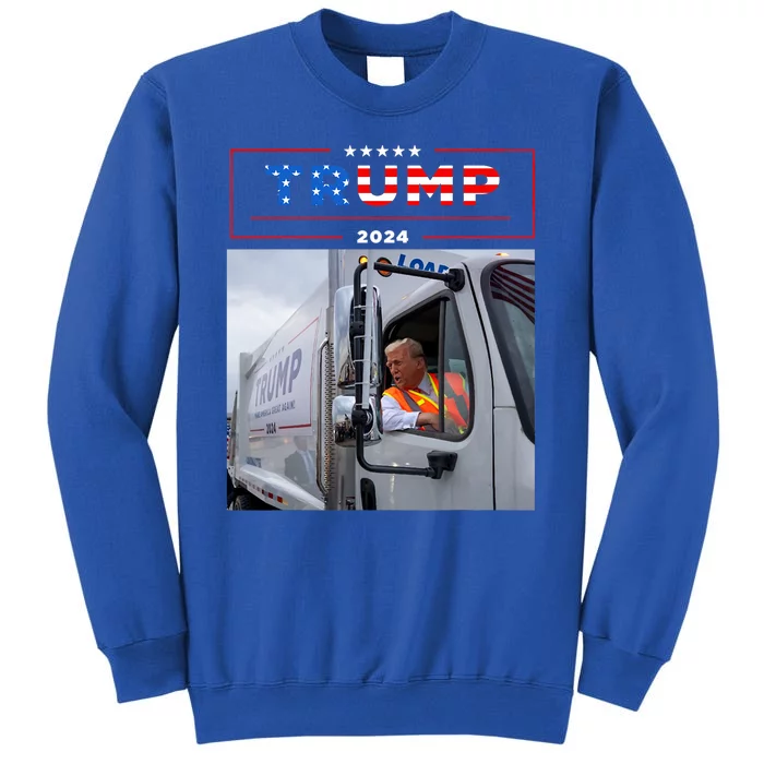 Donald Trump Rides In Garbage Truck Garbage Trump Tall Sweatshirt