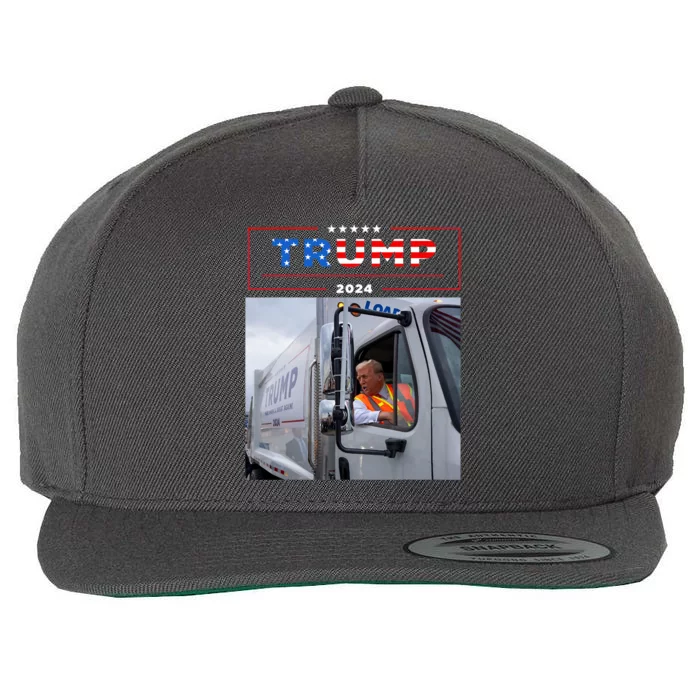 Donald Trump Rides In Garbage Truck Garbage Trump Wool Snapback Cap