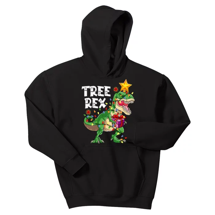 Dino Tree Rex Xmas Pajamas Hilarious Christmas Presents Kids Hoodie