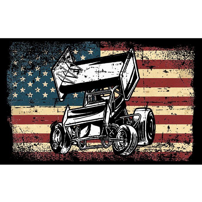 Dirt Track Racing Sprint Car Vintage Retro American Flag Bumper Sticker